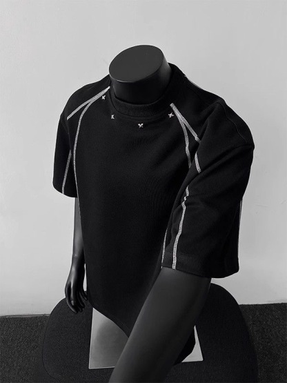 MAN 插肩袖設計 結構線 港風素面TEE 