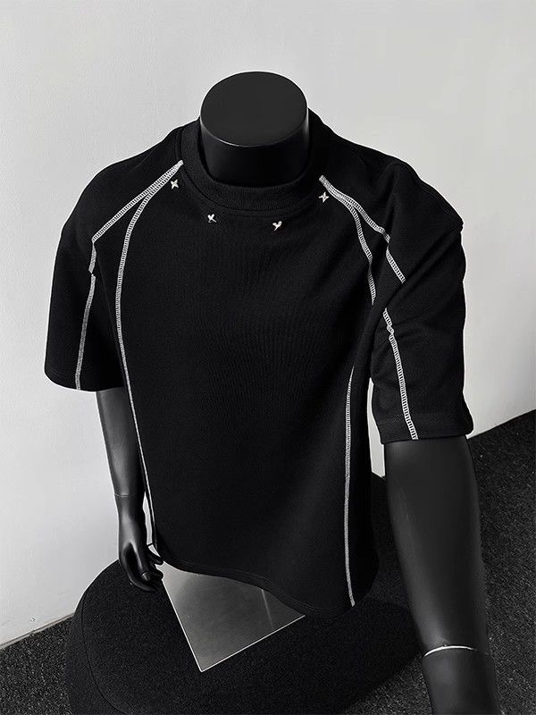 MAN 插肩袖設計 結構線 港風素面TEE 