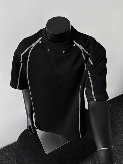 MAN 插肩袖設計 結構線 港風素面TEE 