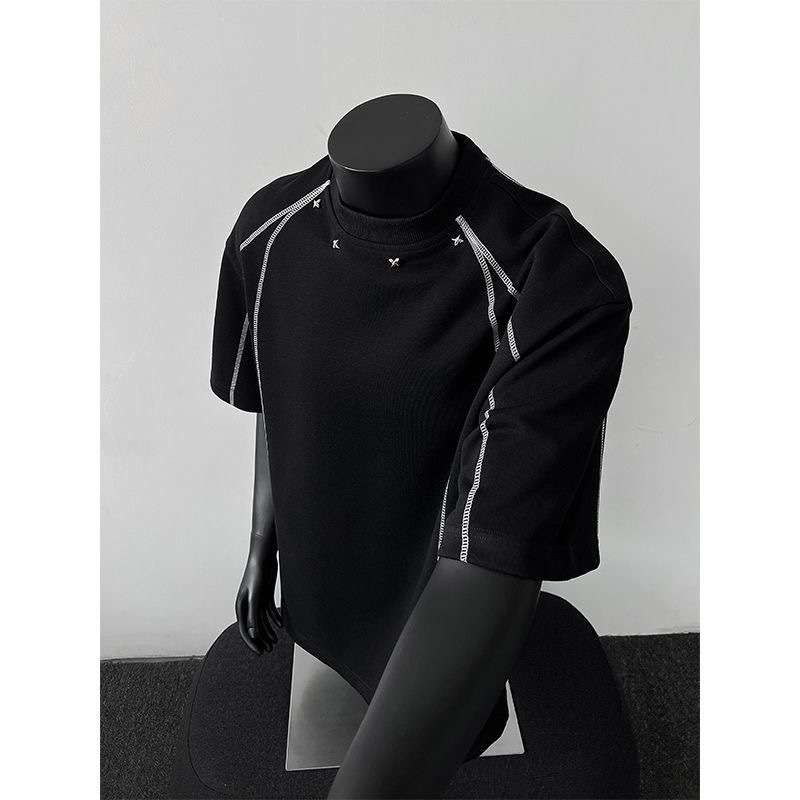 MAN 插肩袖設計 結構線 港風素面TEE 