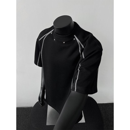 MAN 插肩袖設計 結構線 港風素面TEE 