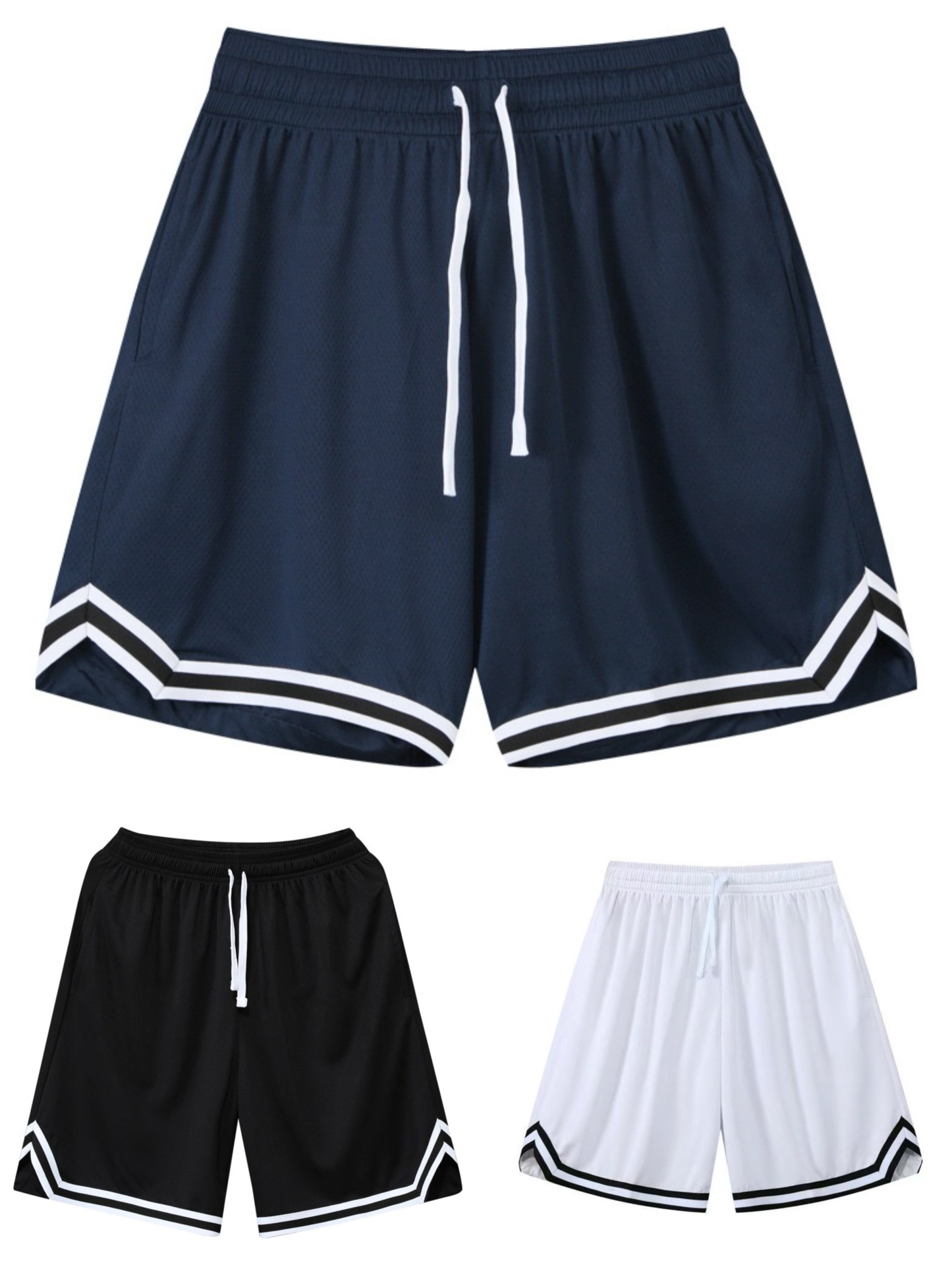 BKL 美式運動短褲 四分褲簡約 雙紋 速乾透氣 網眼面料｜3件899