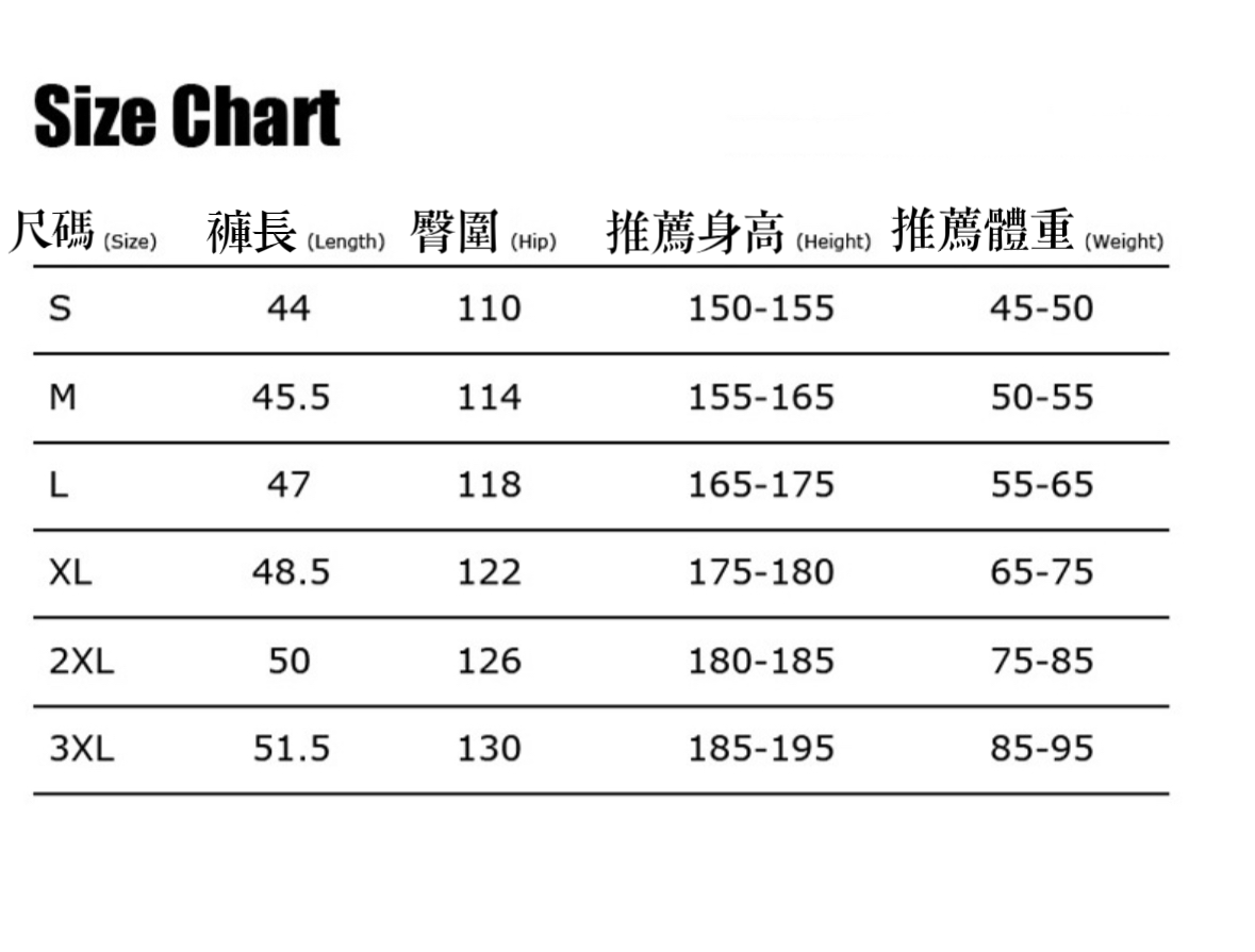 褲子尺碼3XL