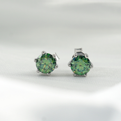 1ct Round Synthetic Moissanite Six Prong Stud Earrings S925 0.5ct*2