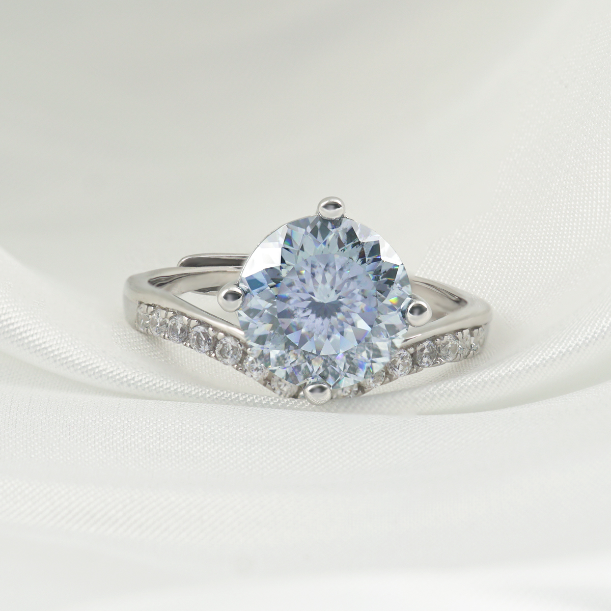 3ct Round Synthetic Moissanite Crown Ring S925