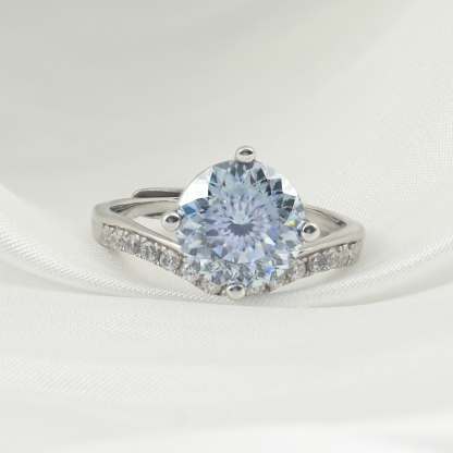 3ct Round Synthetic Moissanite Crown Ring S925