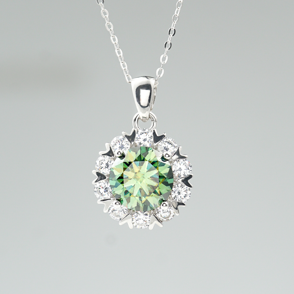 Synthetic Moissanite Pendant Necklace Chain S925 13