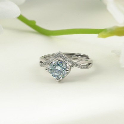 1ct Round Synthetic Moissanite Crown Ring S925