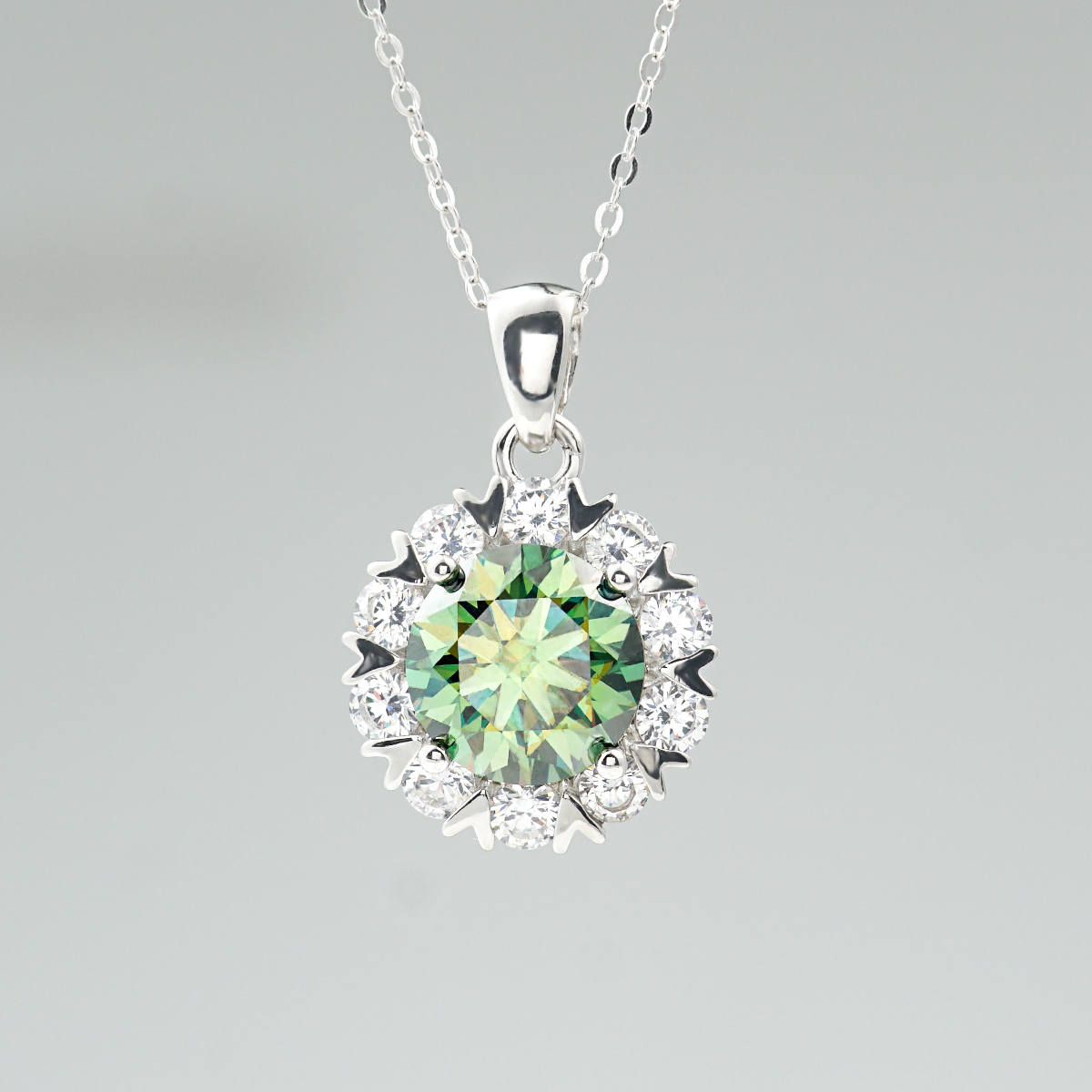 Synthetic Moissanite Pendant Necklace Chain S925 13