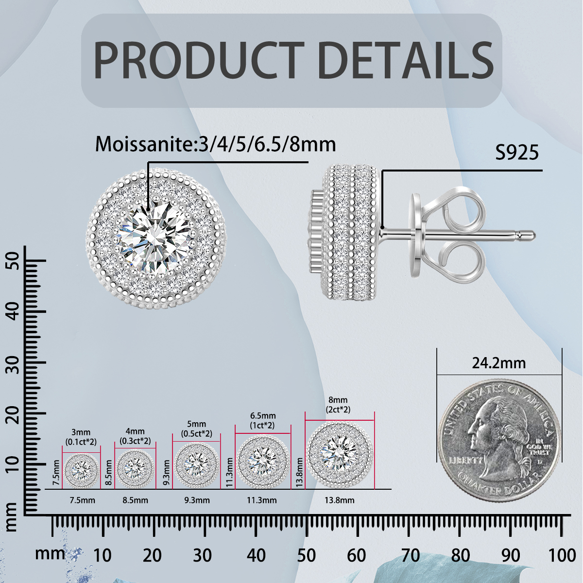 IcePulse Round Bling Stud Earrings 925S & VVS Moissanite