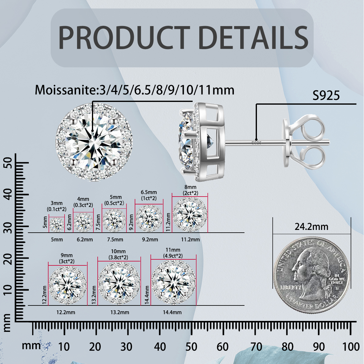 ICEBURST  Halo Spark Stud Earrings 925S & VVS Moissanite