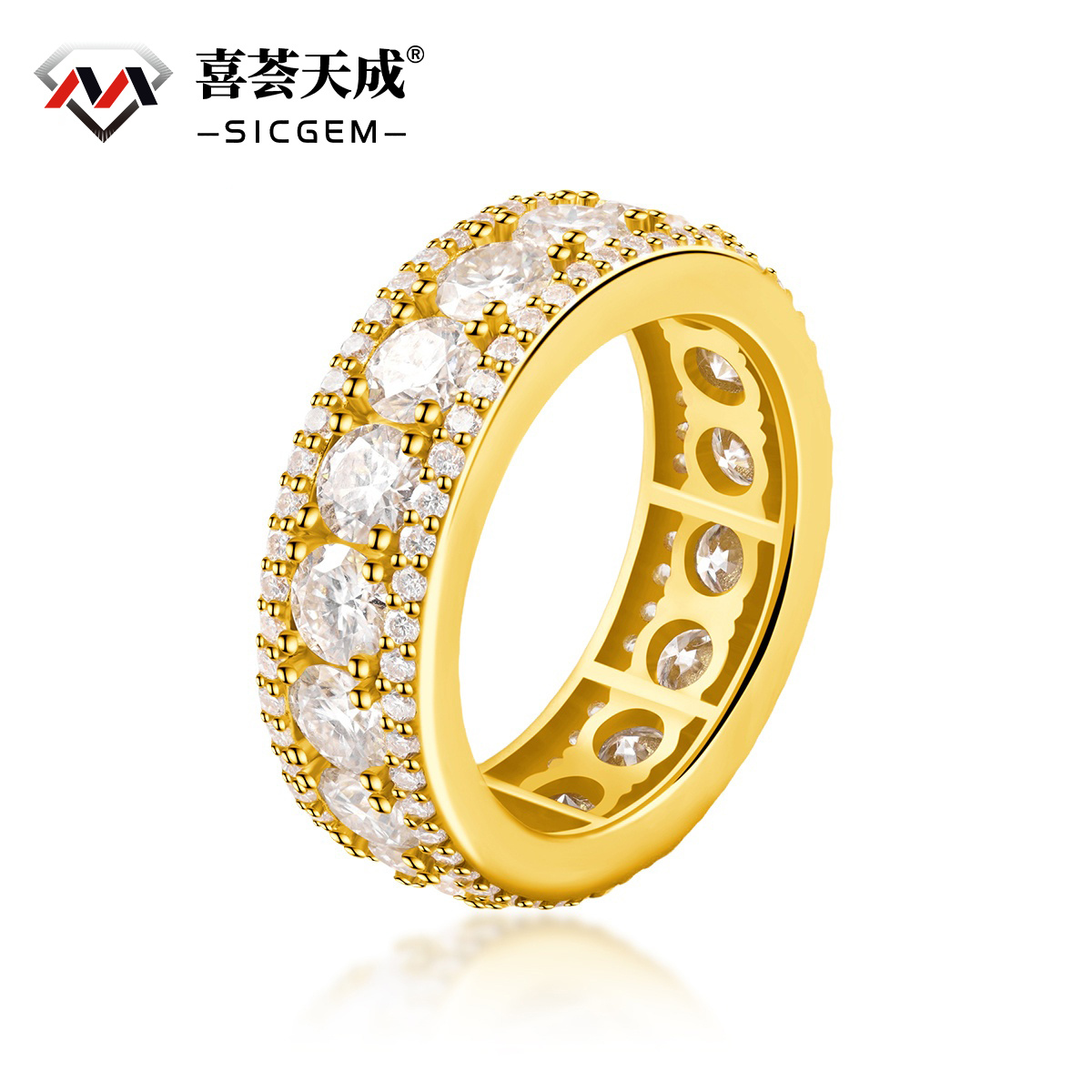 Burger Clip Hip Hop Style Unisex Circle Ring VVS Synthetic Moissanite & S925