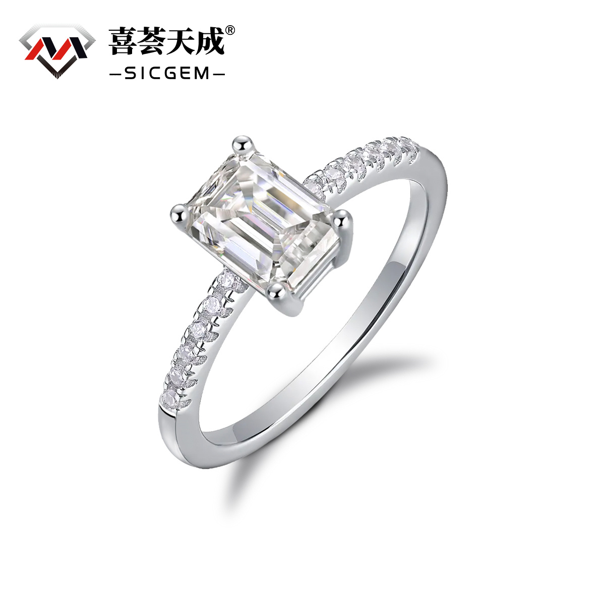 3ct Octagon Synthetic Moissanite Solitaire Ring In 925 Sterling Silver