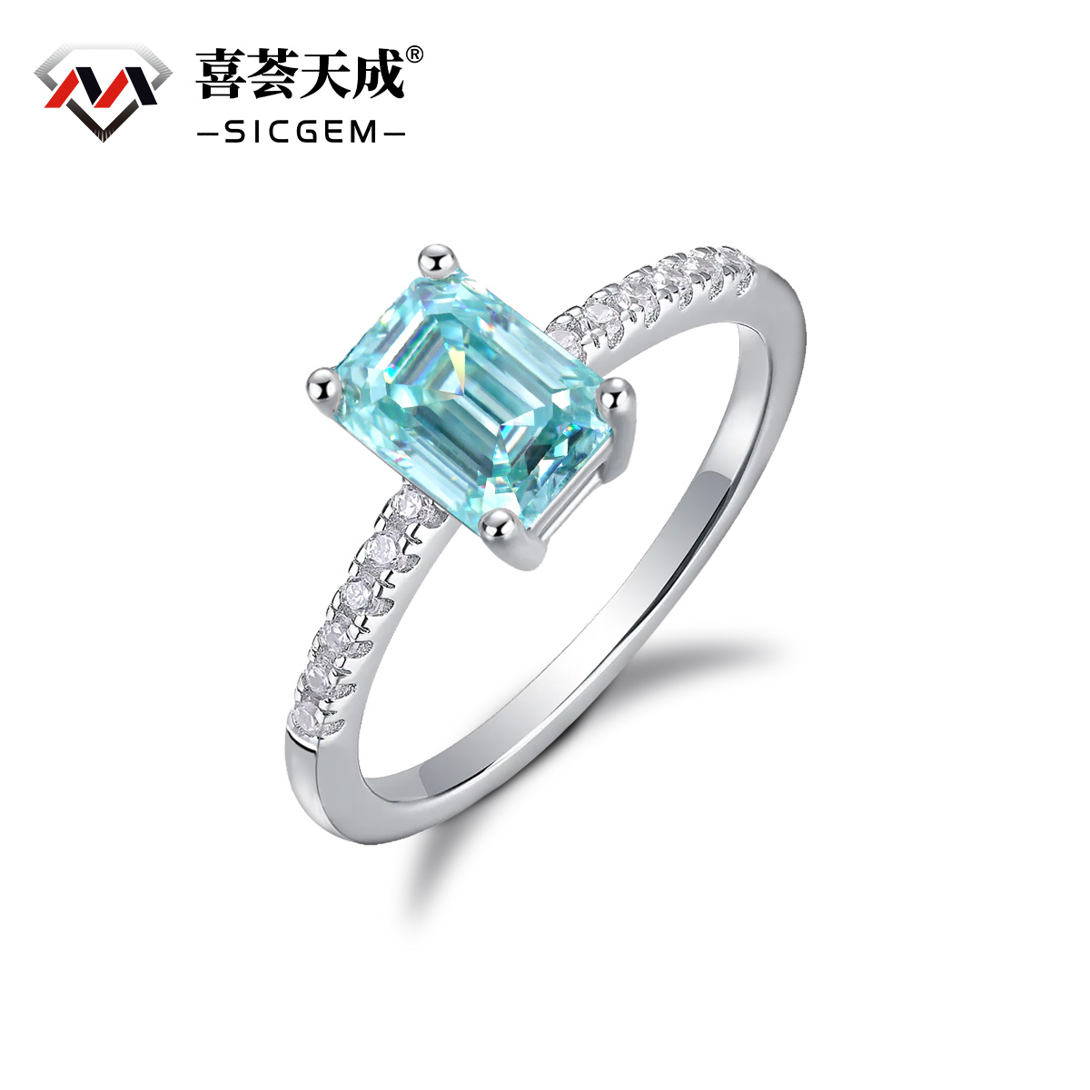3ct Octagon Synthetic Moissanite Solitaire Ring In 925 Sterling Silver