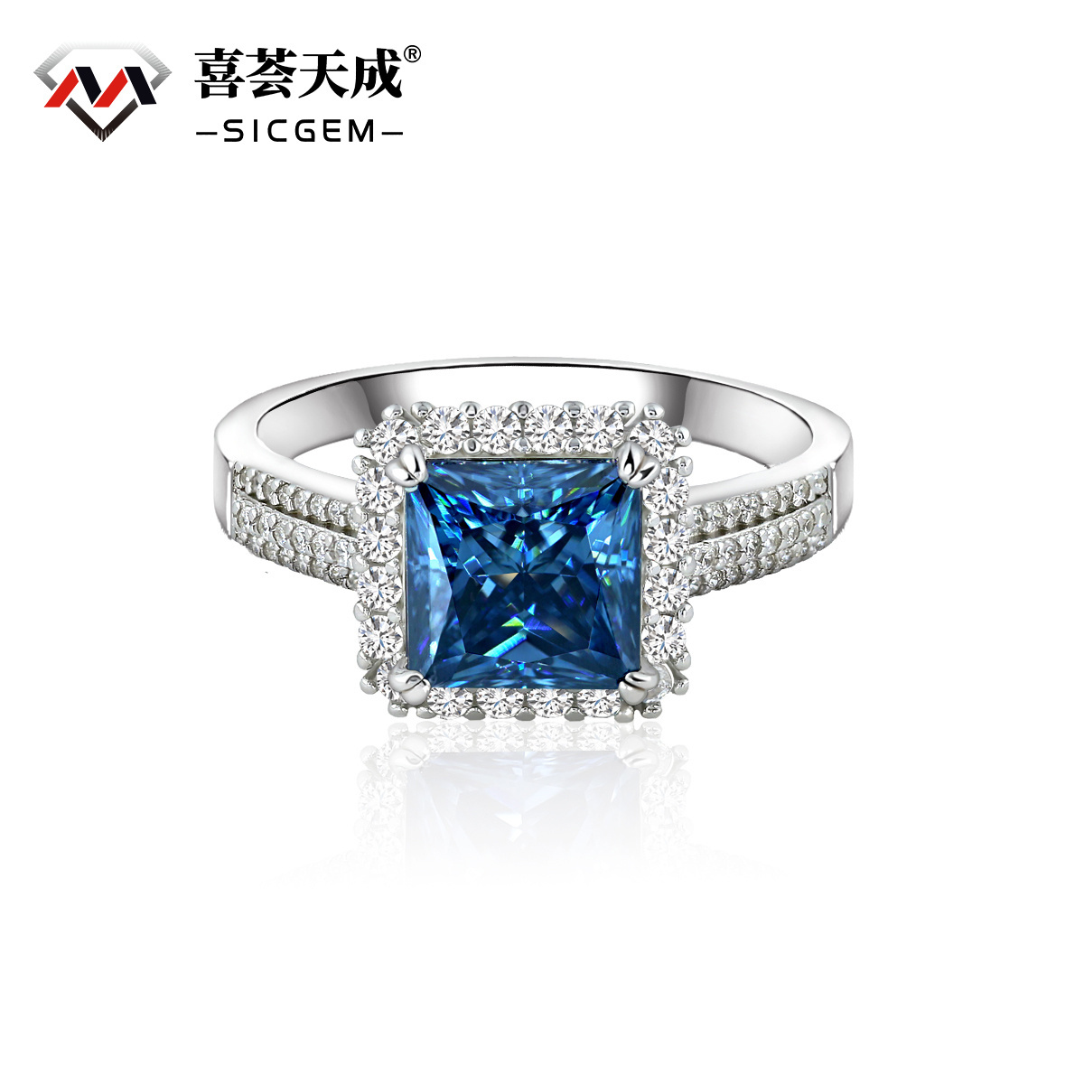 3ct S925 Princess Synthetic Moissanite Halo Ring