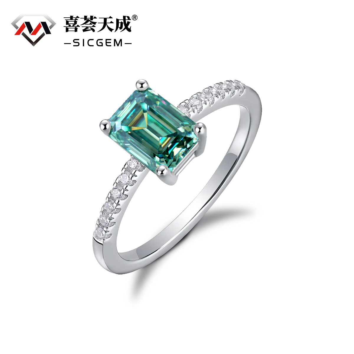 3ct Octagon Synthetic Moissanite Solitaire Ring In 925 Sterling Silver