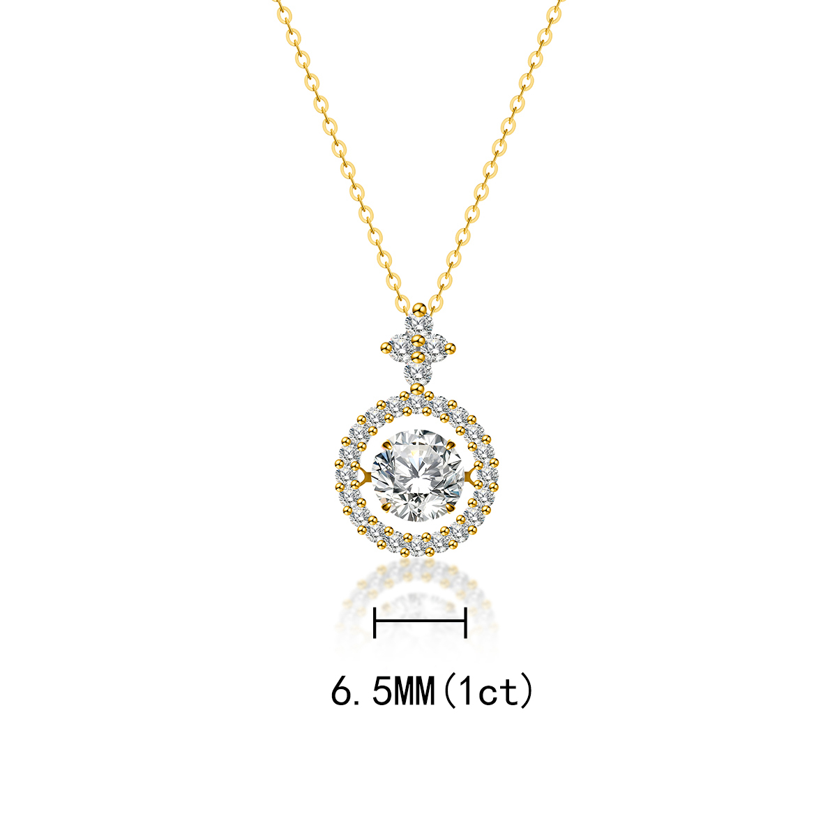 S925 1CT SYNTHETIC MOISSANITE ROUND HALO PENDANT FOR WOMEN