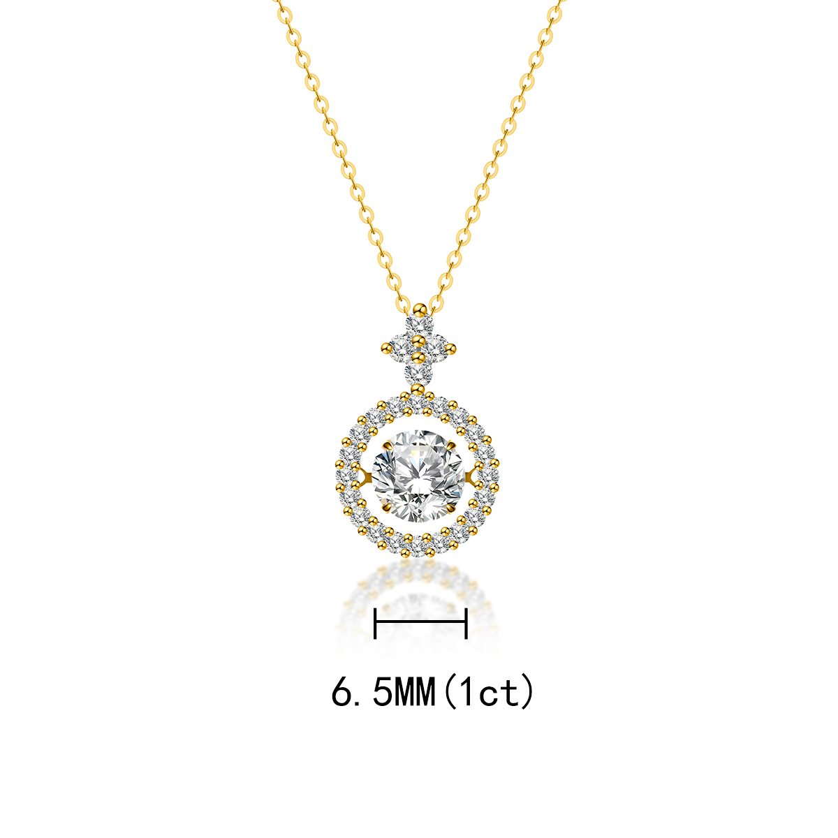 S925 1CT SYNTHETIC MOISSANITE ROUND HALO PENDANT FOR WOMEN