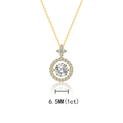 S925 1CT SYNTHETIC MOISSANITE ROUND HALO PENDANT FOR WOMEN