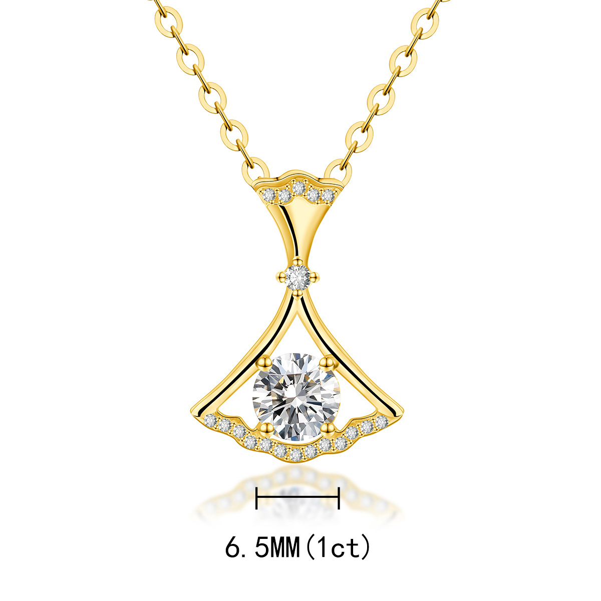 S925 SYNTHETIC MOISSANITE DANCING FANCY SKIRT NECKLACE PENDANT