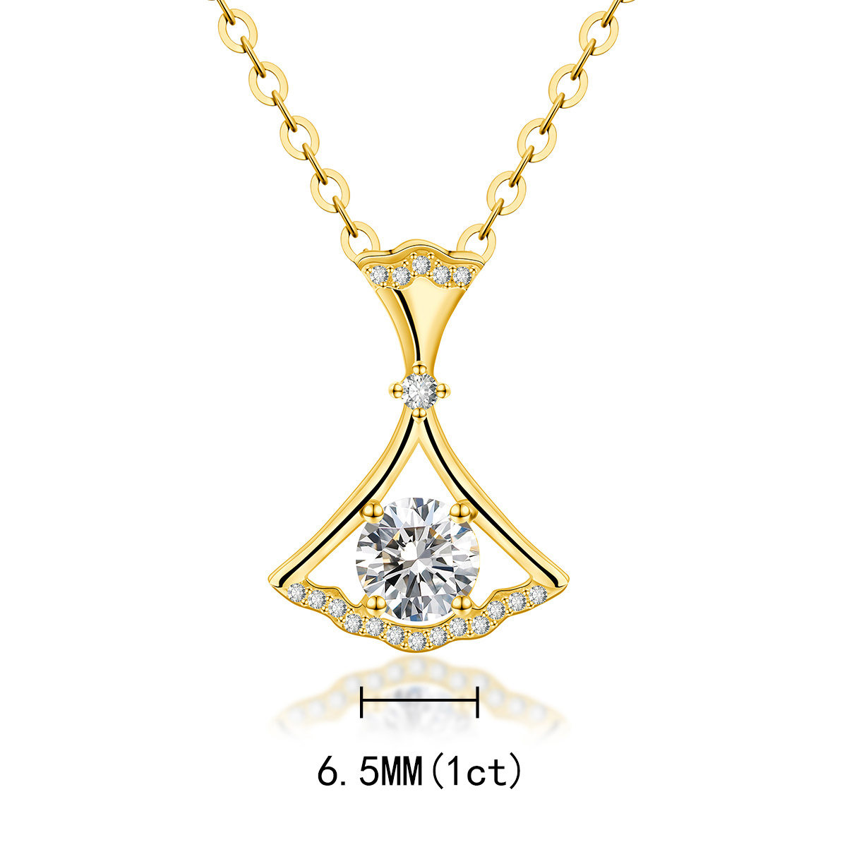 S925 SYNTHETIC MOISSANITE DANCING FANCY SKIRT NECKLACE PENDANT