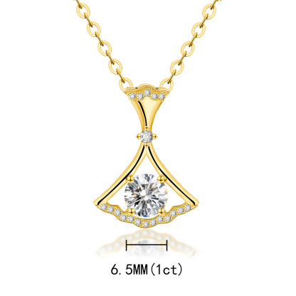 S925 SYNTHETIC MOISSANITE DANCING FANCY SKIRT NECKLACE PENDANT