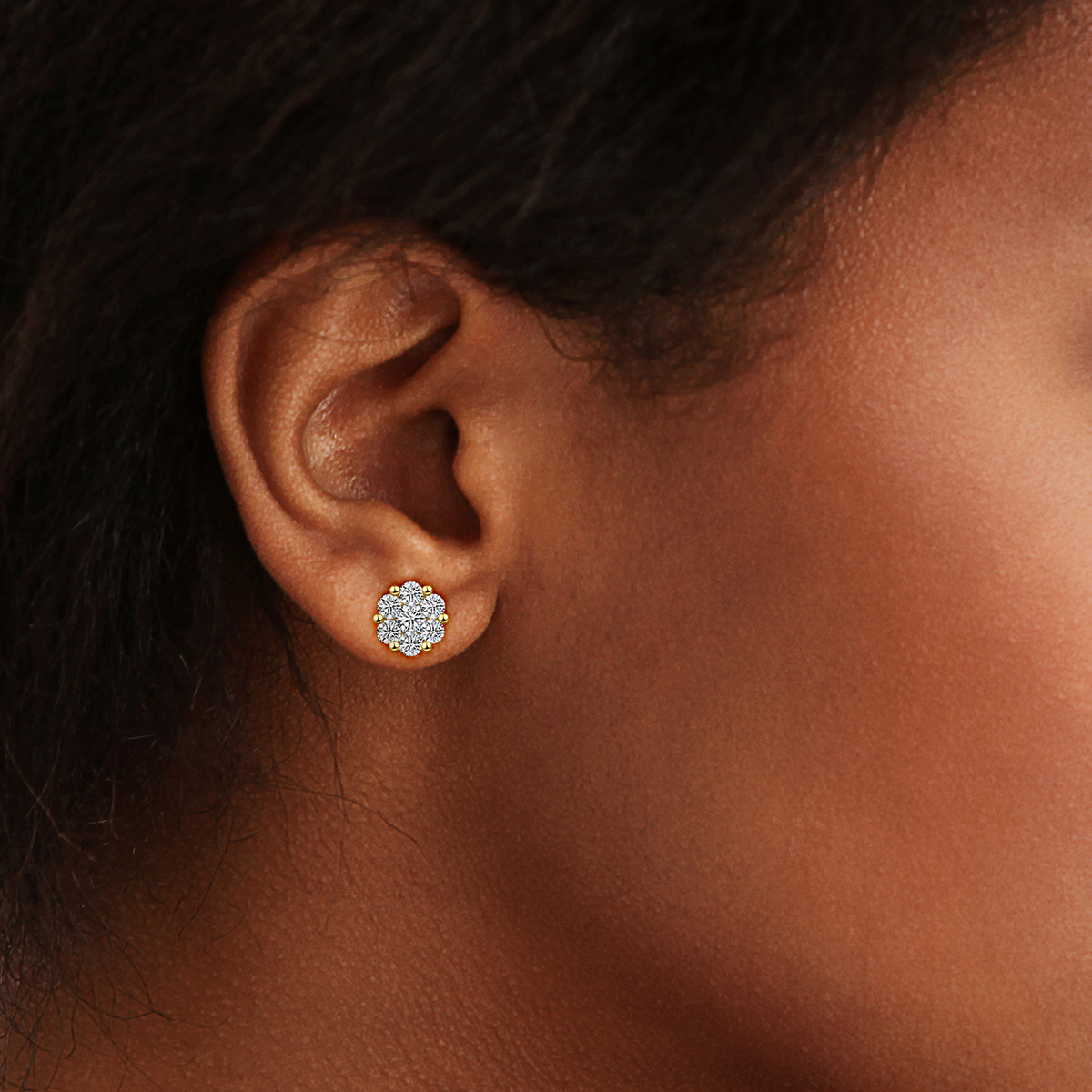 S925 Round Bling Cluster Earrings D Color Synthetic Moissanite UnisexStud Earrings