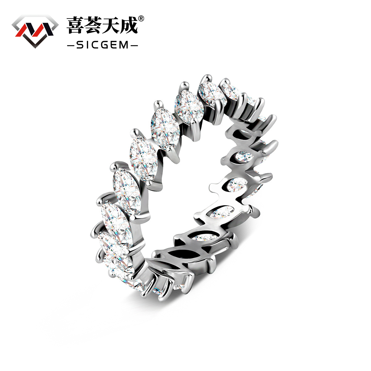 S925 4.8ct Marquise Synthetic Moissanite Eternity Band