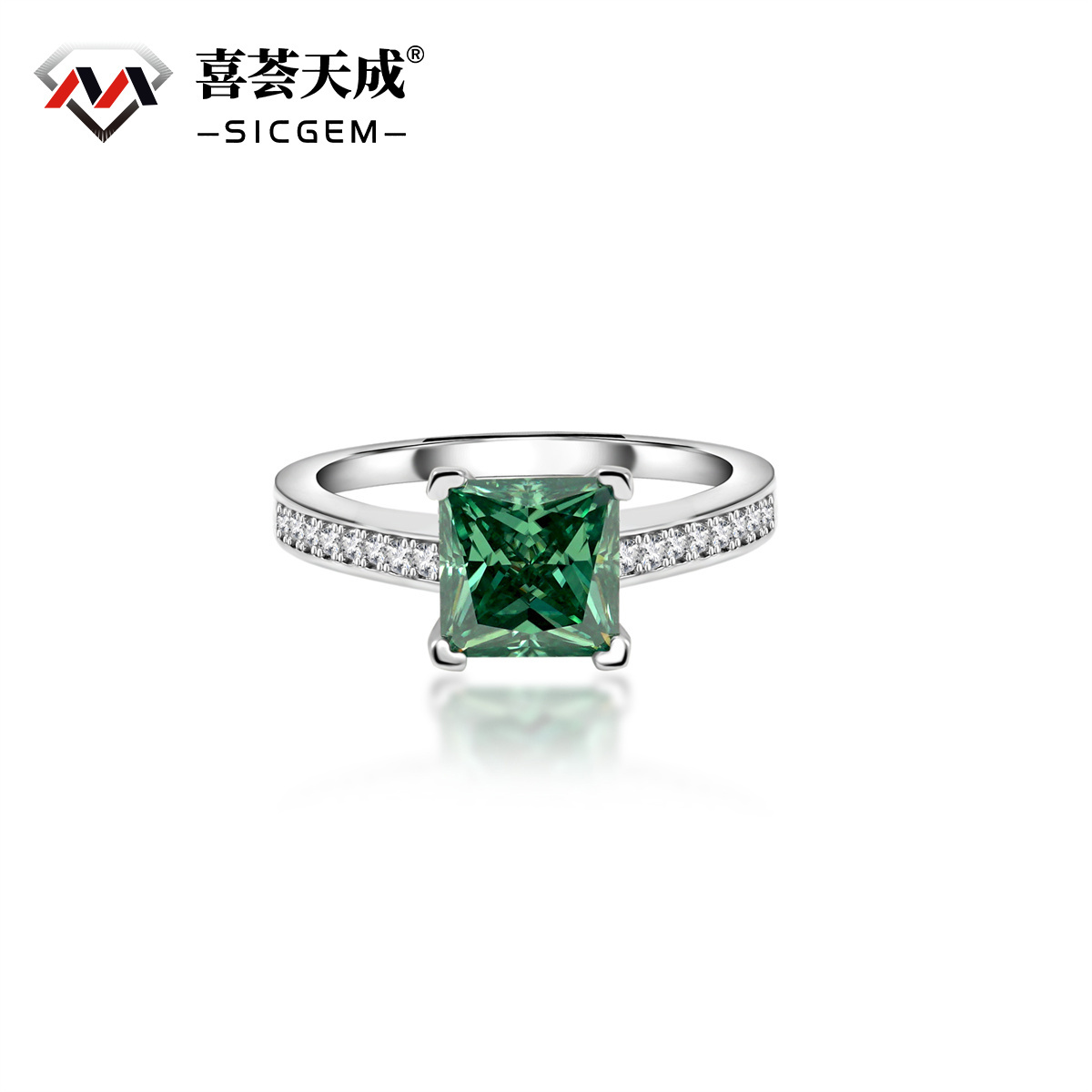 2ct S925 Princess Synthetic Moissanite Solitaire Ring