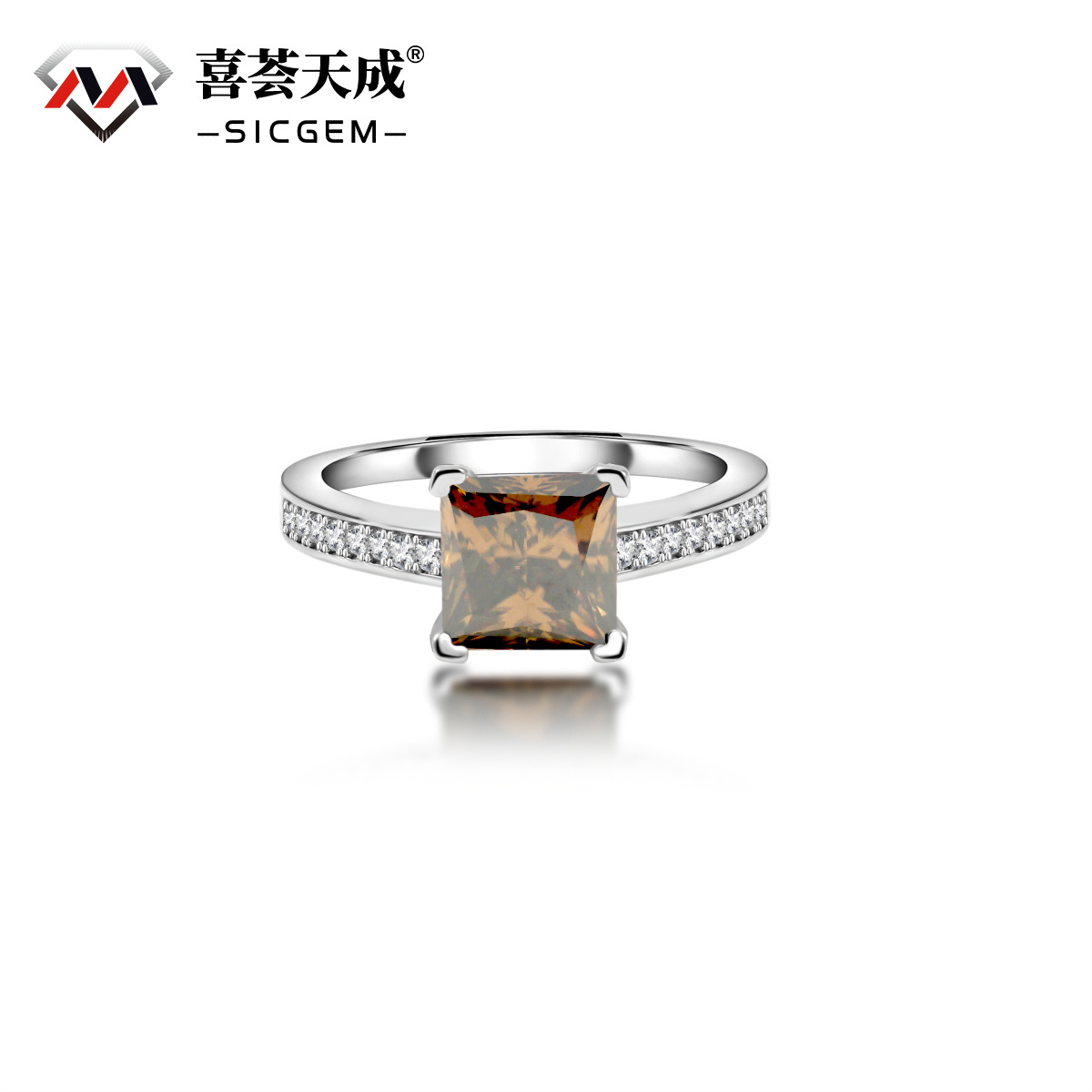 2ct S925 Princess Synthetic Moissanite Solitaire Ring