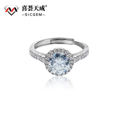 0.5ct Round Synthetic Moissanite Halo Ring S925