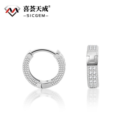 S925 Round VVS Synthetic Moissanite Iced Hoop Earring Birthday Mother's Day Gifts for Men Women