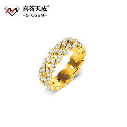 1.4ct Round Cuban Ring Synthetic Moissanite S925 Unisex Ring