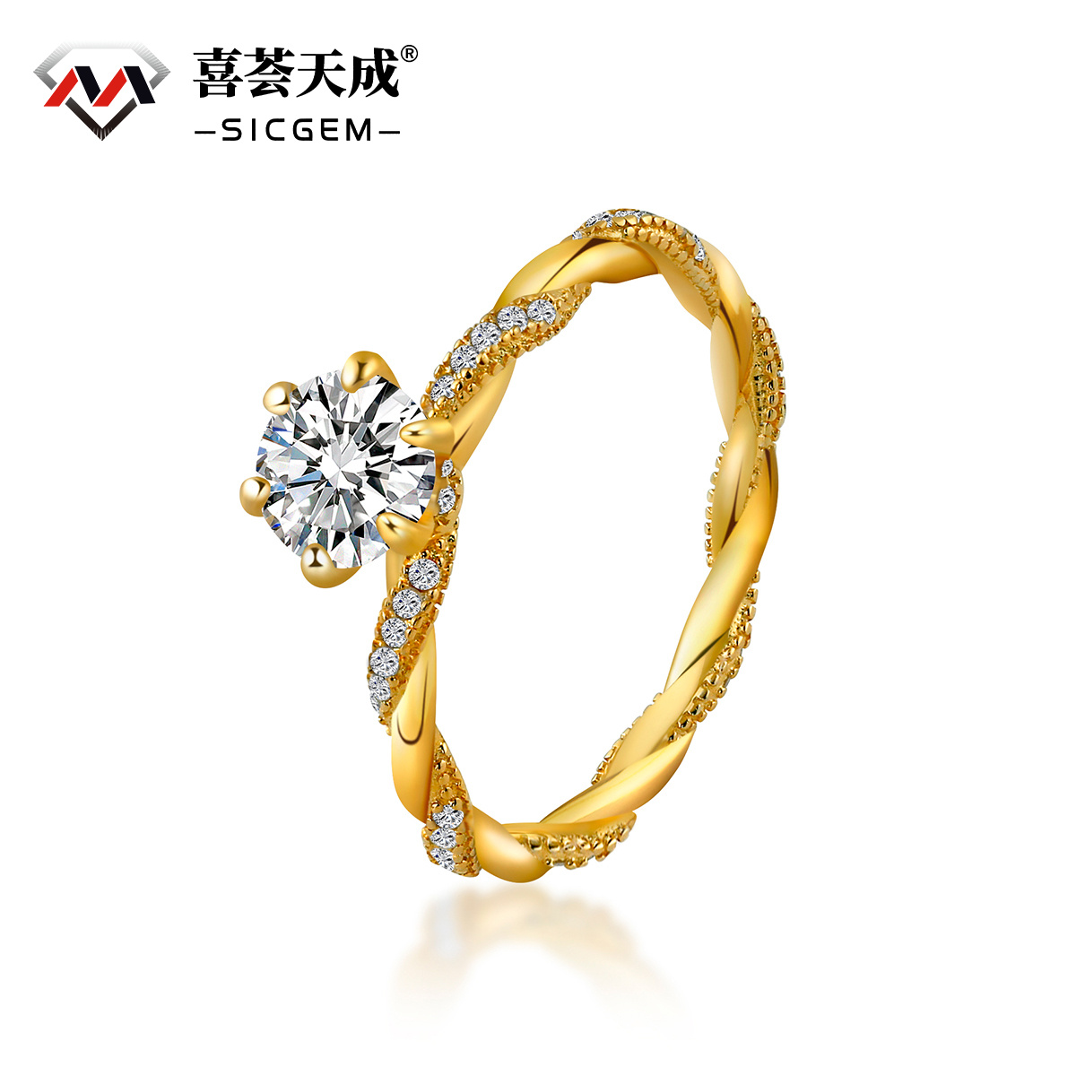 1ct Round Synthetic Moissanite Rope Ring In 925 Sterling Silver St Mother's Day Gifts for Men Women