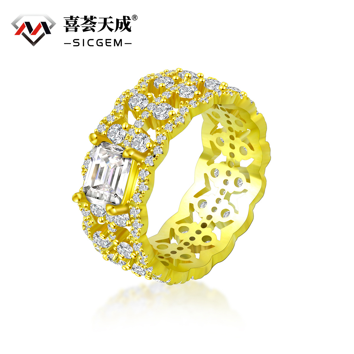 1ct Octagon Synthetic Moissanite Luxury Ring In 925 Sterling Silver