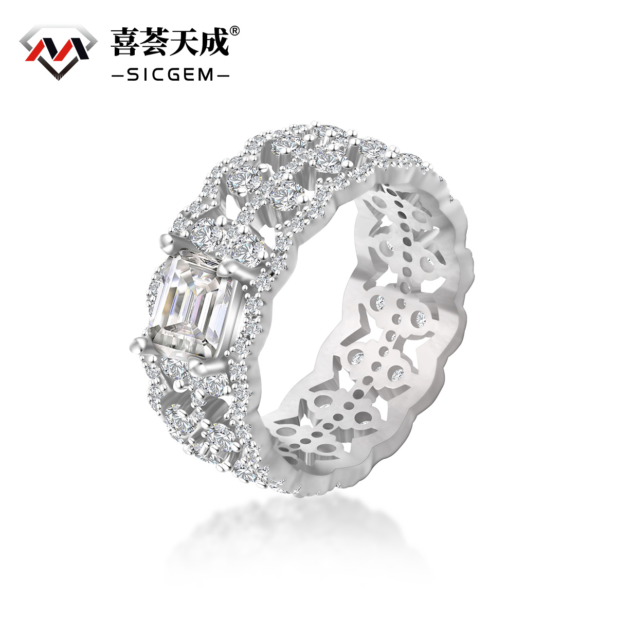 1ct Octagon Synthetic Moissanite Luxury Ring In 925 Sterling Silver