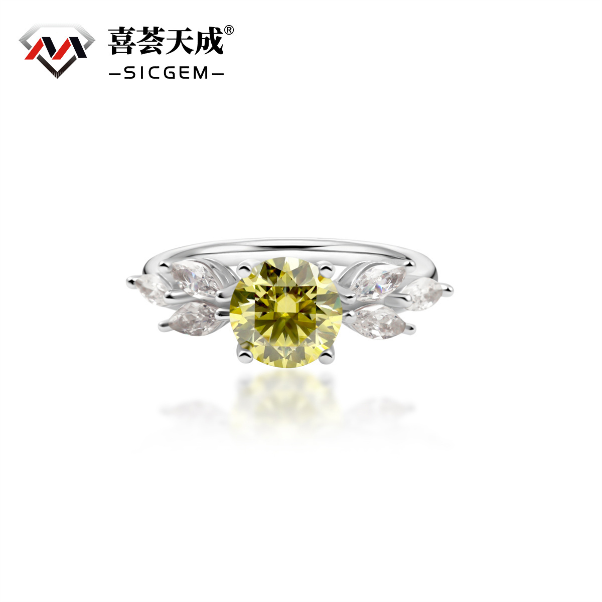 2ct Round Synthetic Moissanite Red Rose Ring S925