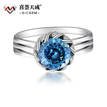 3ct Hundreds Faces Round Synthetic Moissanite Split Ring In 925 Sterling Silver