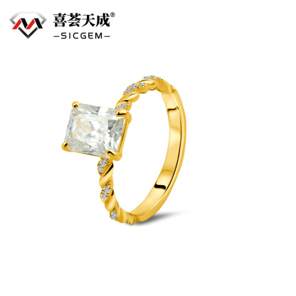 3ct Radiant Synthetic Moissanite Solitaire Twist Band Ring In 925 Sterling Silver