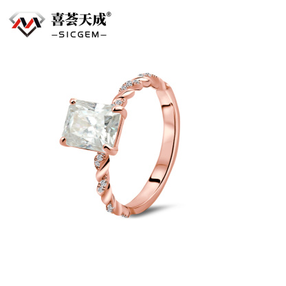 3ct Radiant Synthetic Moissanite Solitaire Twist Band Ring In 925 Sterling Silver