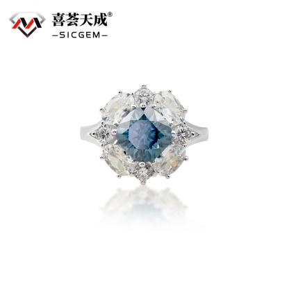 2.5ct Cushion Synthetic Moissanite Cluster Ring In 925 Sterling Silver