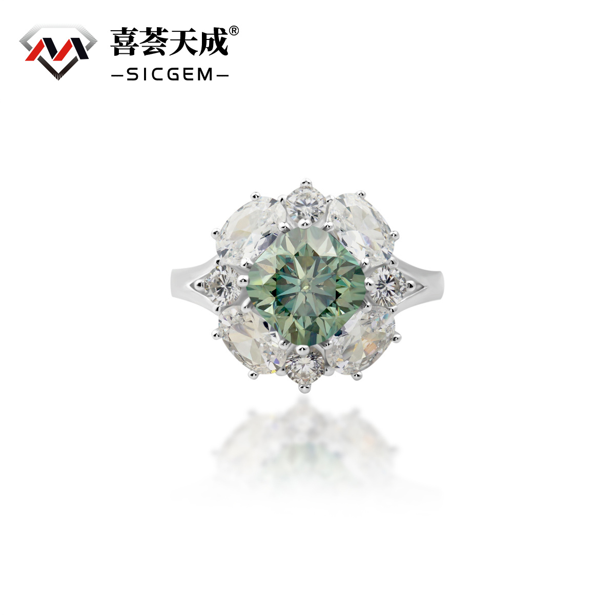 2.5ct Cushion Synthetic Moissanite Cluster Ring In 925 Sterling Silver