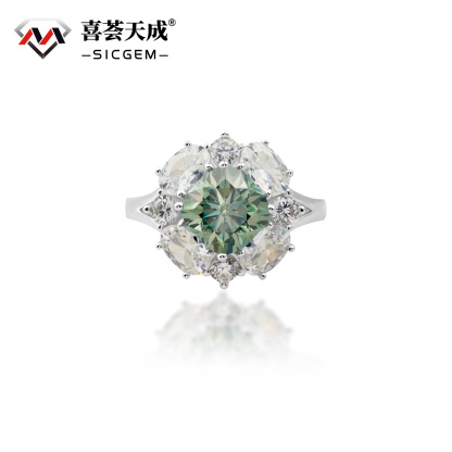 2.5ct Cushion Synthetic Moissanite Cluster Ring In 925 Sterling Silver