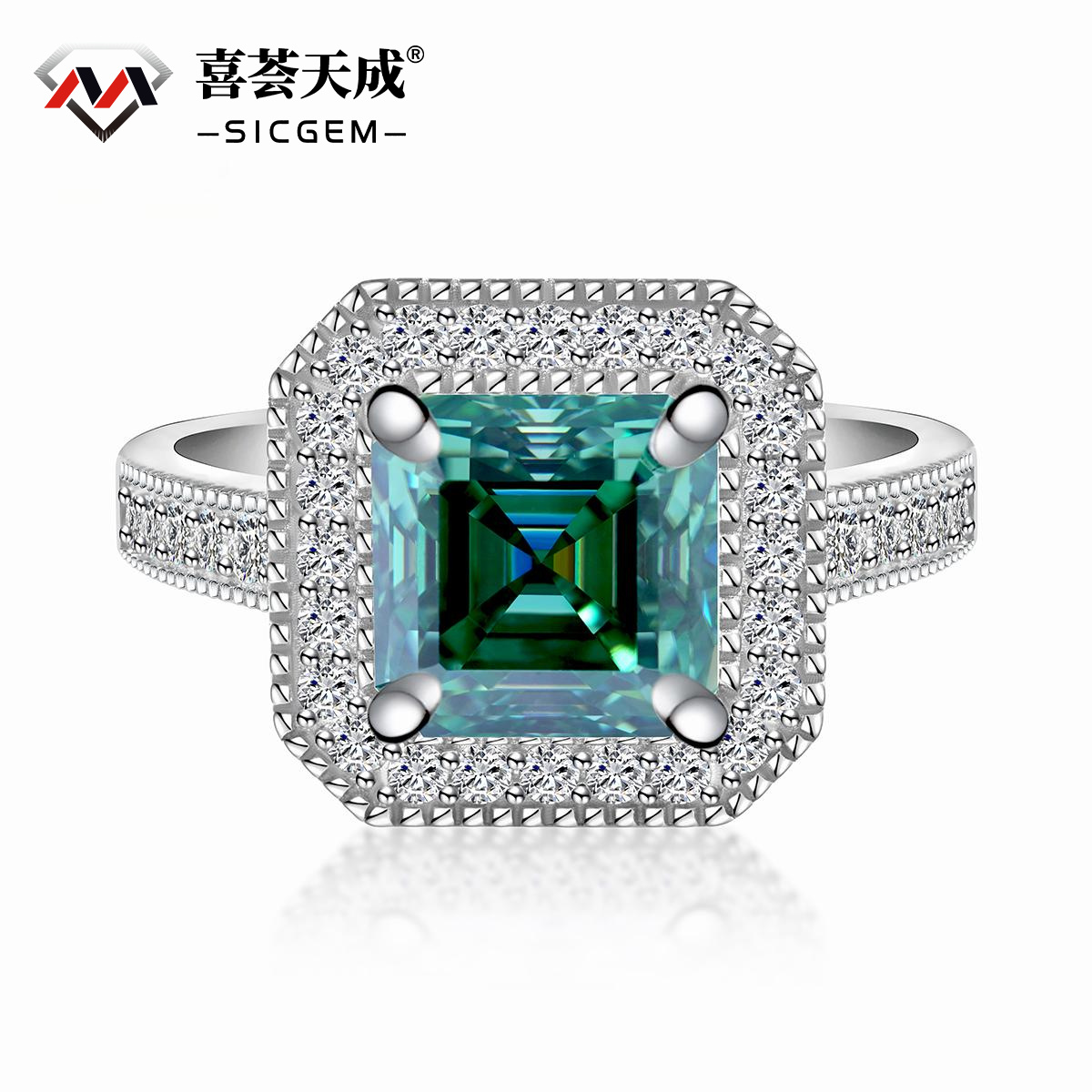 2ct Asscher Synthetic Moissanite Ring S925