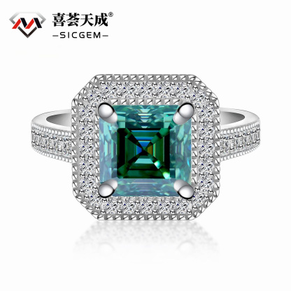 2ct Asscher Synthetic Moissanite Ring S925