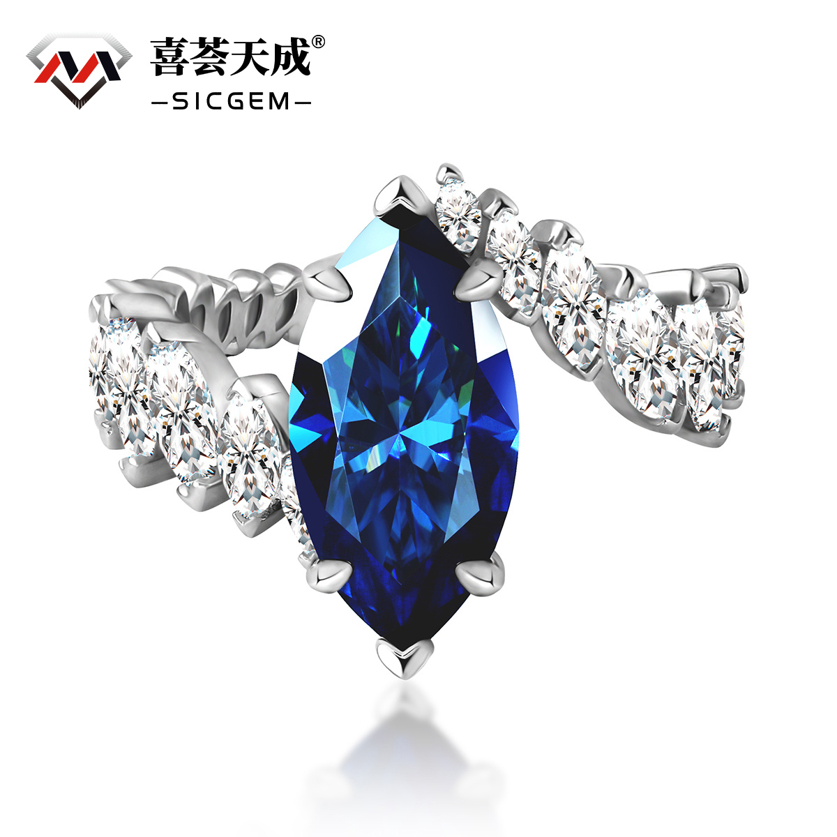 5ct Marquise Synthetic Moissanite Solitaire Statement Ring In 925 Sterling Silver