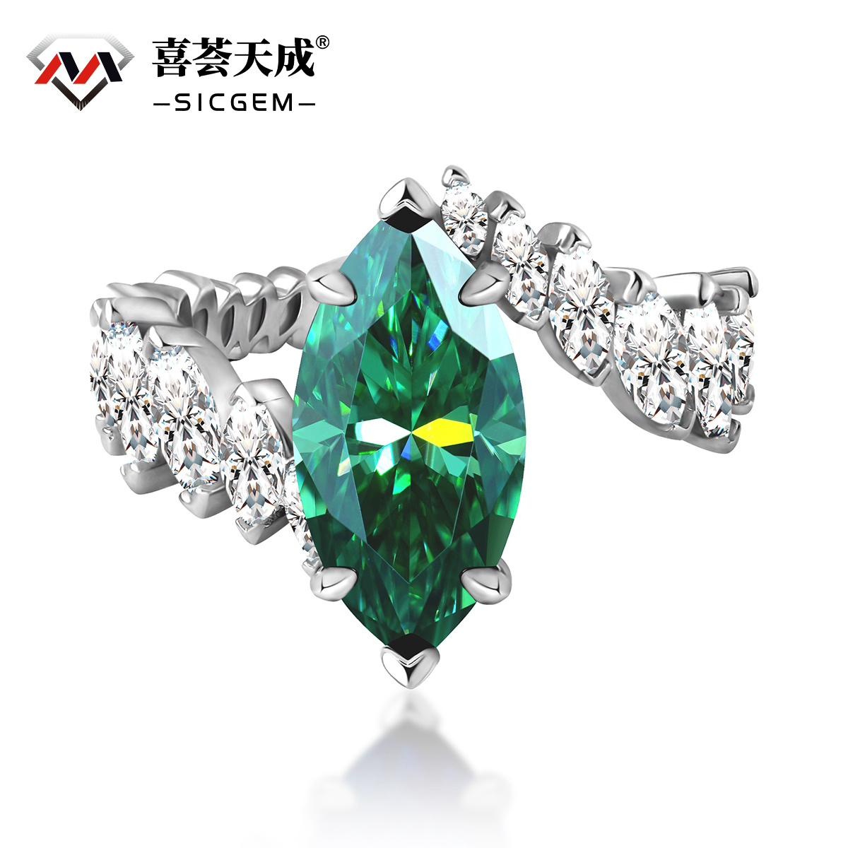 5ct Marquise Synthetic Moissanite Solitaire Statement Ring In 925 Sterling Silver