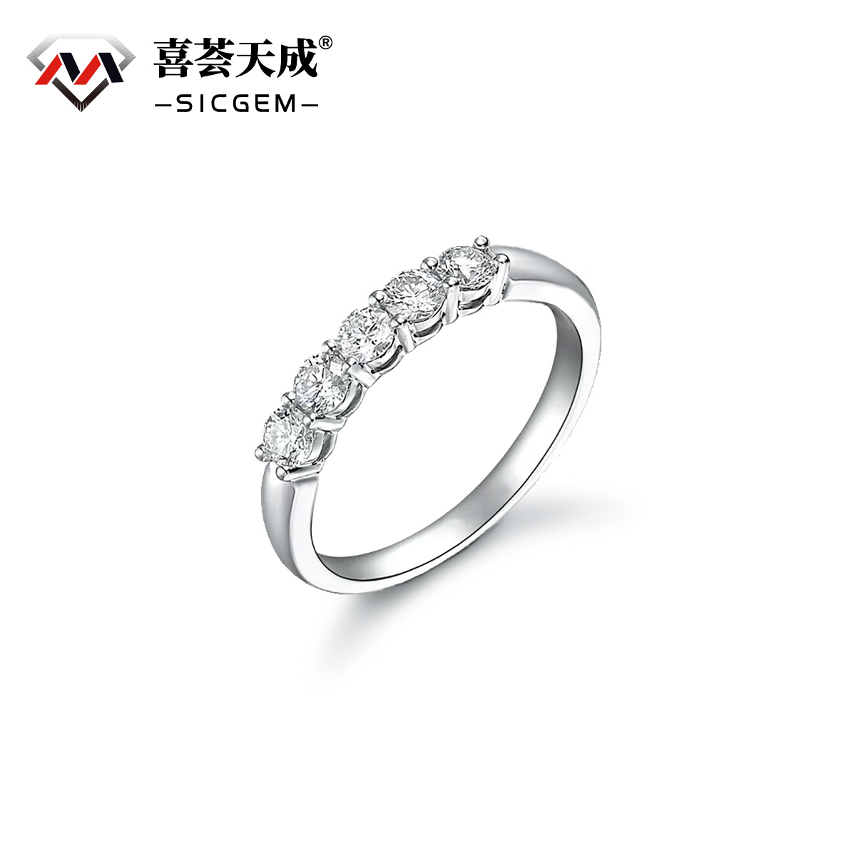 1.5ct D Color S925 VVS Clarity Round Synthetic Moissanite Half Eternity Stacking Band