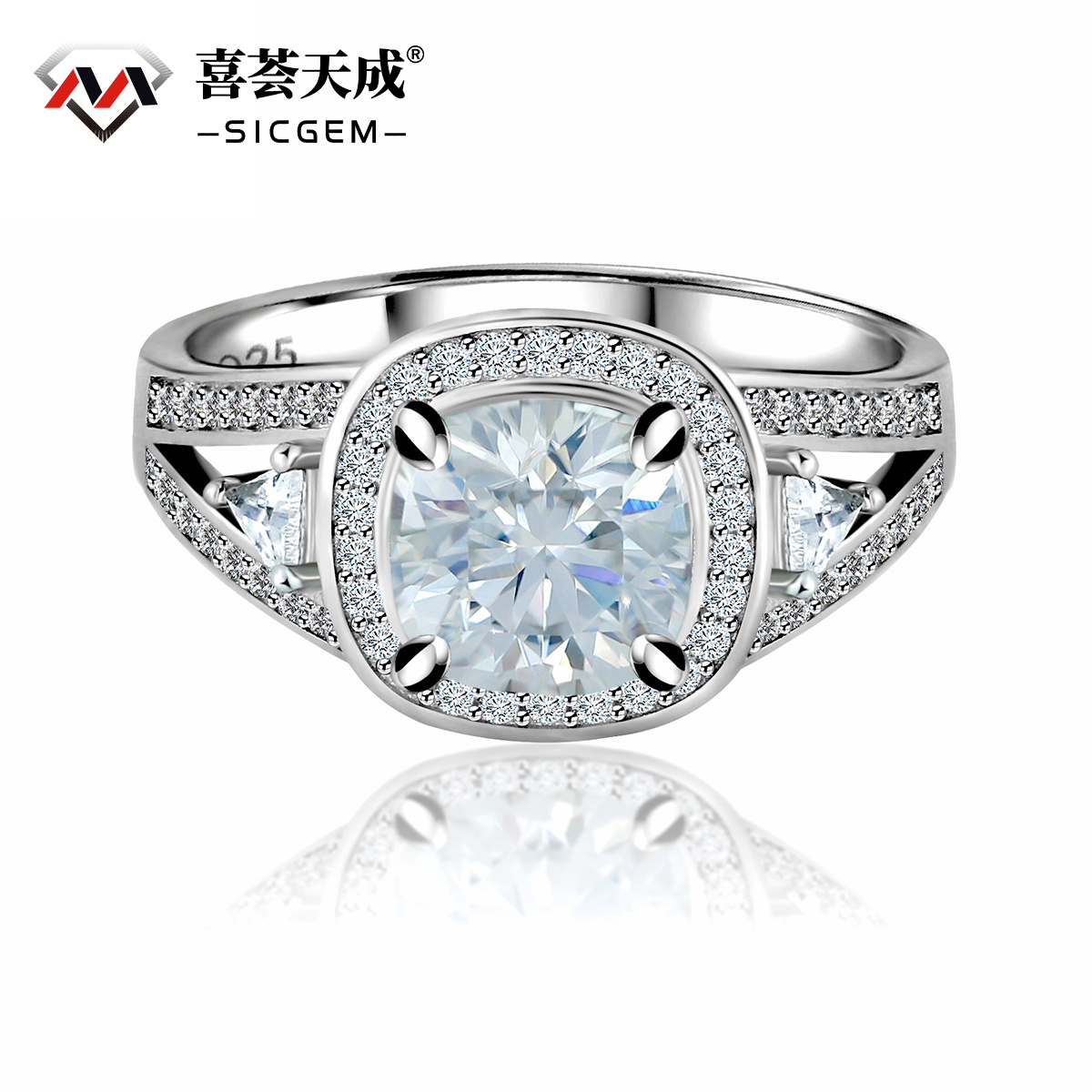 2.5ct Cushion Synthetic Moissanite Catheral Ring In 925 Sterling Silver