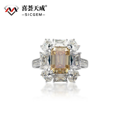 3.5ct Step Cut Synthetic Moissanite Ring S925